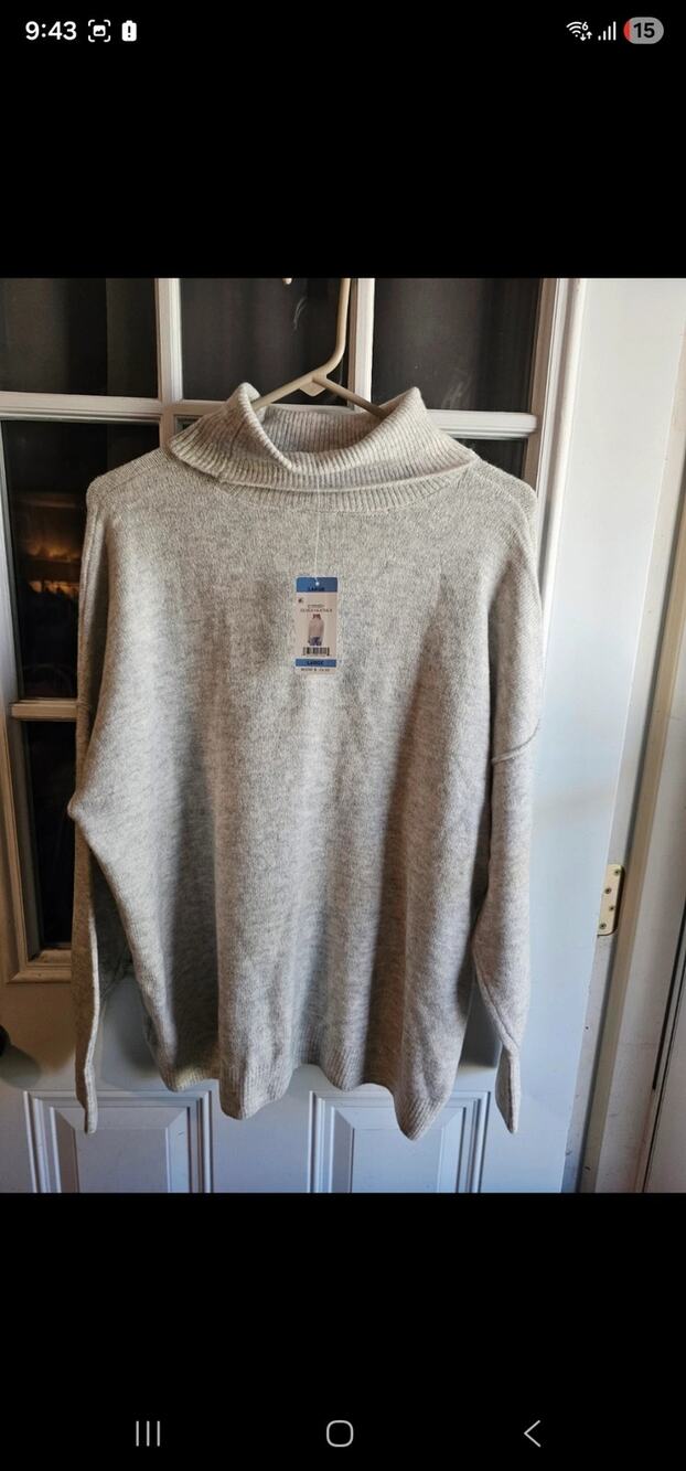 NWT Vince Camuto Silver Heather Gray Cowl Neck Oversized Sweater Womens Large L